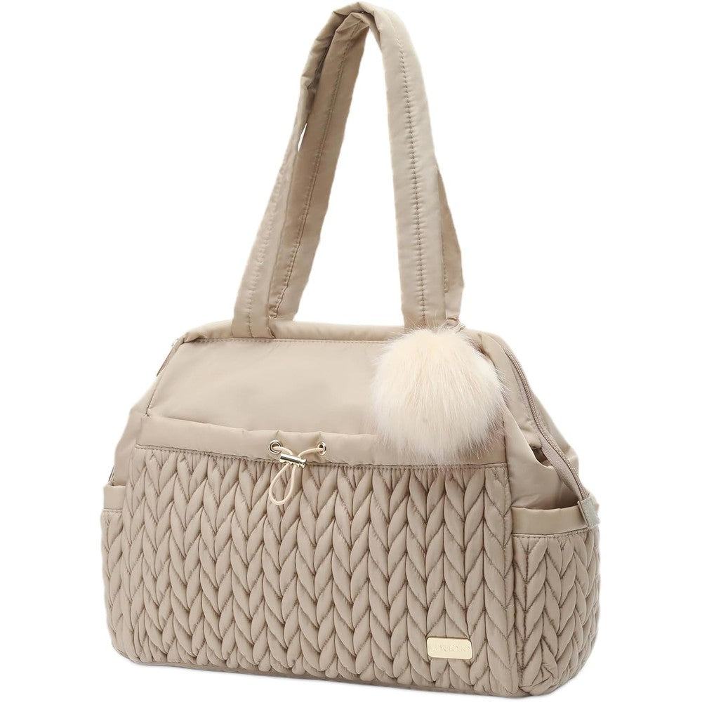 Lukjojo Asha Diaper Bag tote front view beige