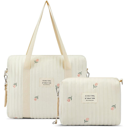 Paterr 2 Piece Quilted Diaper Bag Tote Set front view