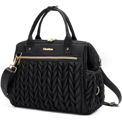 BHAFEM small convertible diaper bag tote front view in black