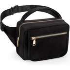 Printe small diaper bag front view in black