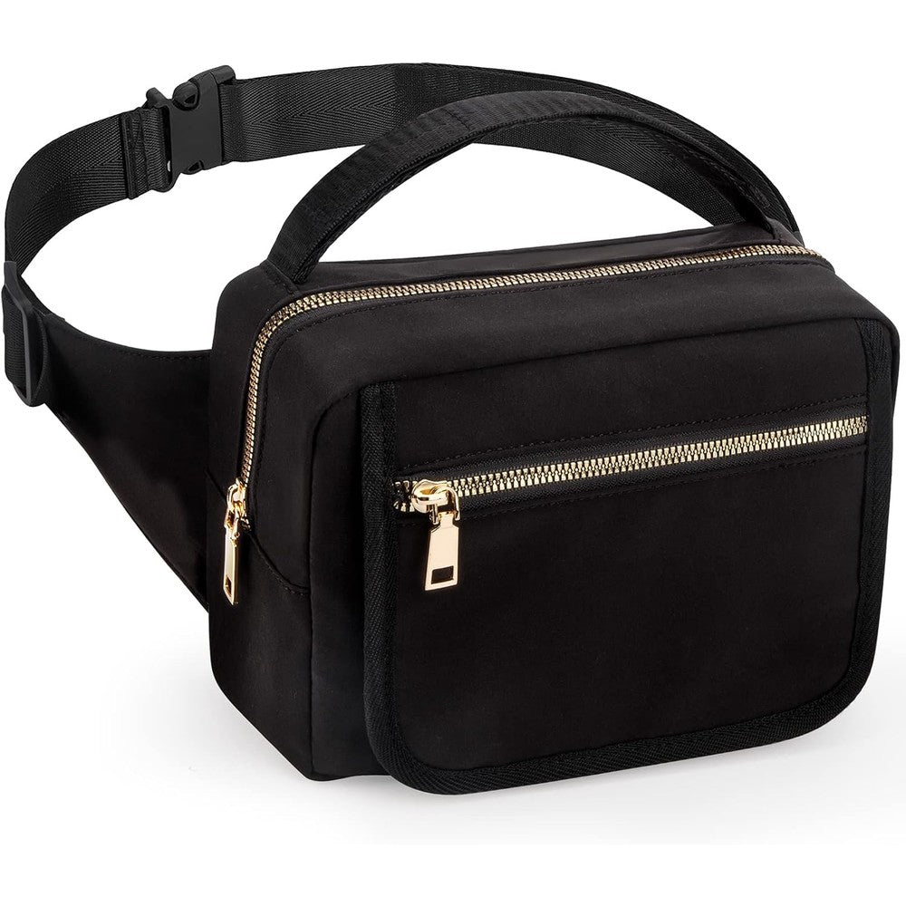 Printe small diaper bag front view in black