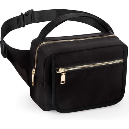 Printe small diaper bag black front view with stroller