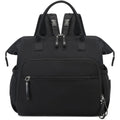 Loradi convertible diaper bag tote front view in black silver