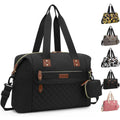 Pritent Diaper Bag Tote front view showing black waterproof fabric and quilted panel