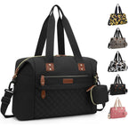 Pritent Diaper Bag Tote front view showing black waterproof fabric and quilted panel