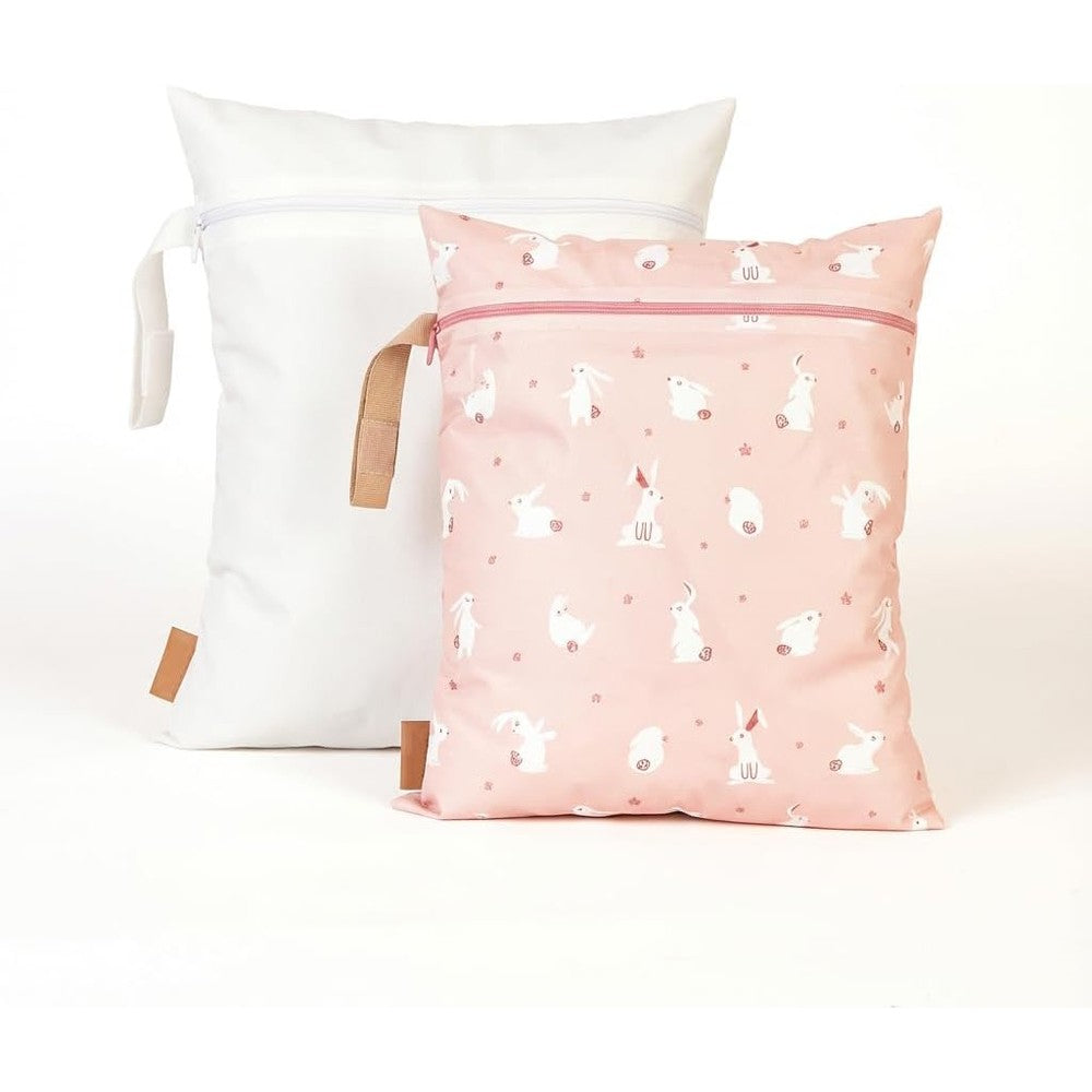 Hamur Home 2 Pack Wet Bag Set in Pastel White front view