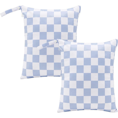 Ohocut blue checkered waterproof wet dry diaper bag front view