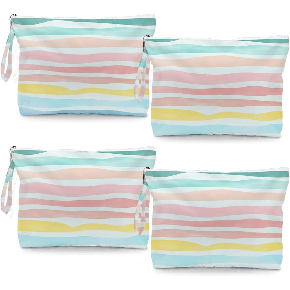 Fokongna 4 Piece Waves Rainbow Wet Dry Bag front view