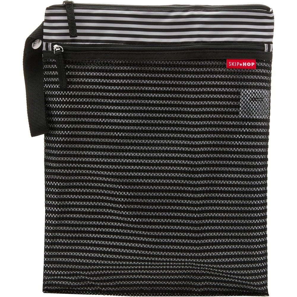 Skip Hop Grab and Go Wet Dry Bag Black and White Stripe front view