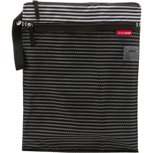 Skip Hop Grab and Go Wet Dry Bag Black and White Stripe front view