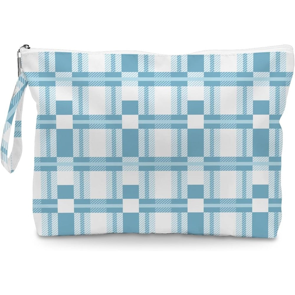 Iaxic waterproof wet dry bag front view blue and white plaid