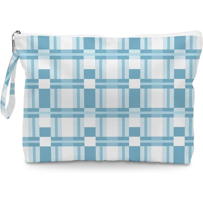 Iaxic waterproof wet dry bag front view blue and white plaid
