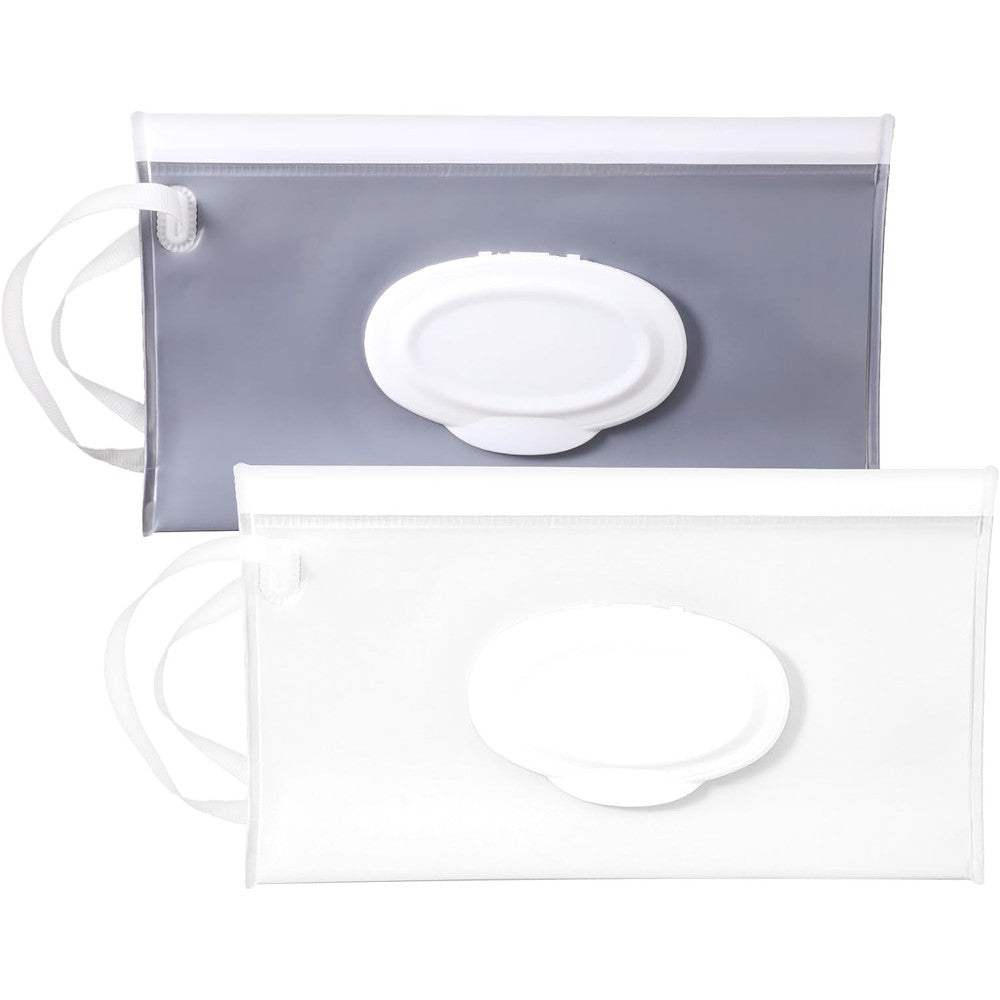 Bremorou Reusable Wipes Pouch set of two in white and gray