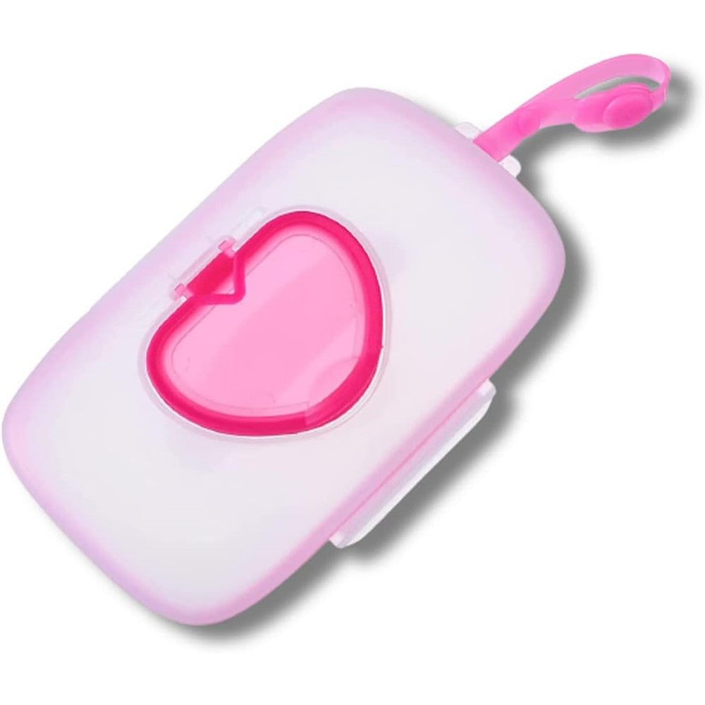Xeeraang portable wet tissue box pink front view for travel