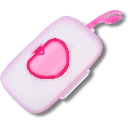 Xeeraang portable wet tissue box pink front view for travel