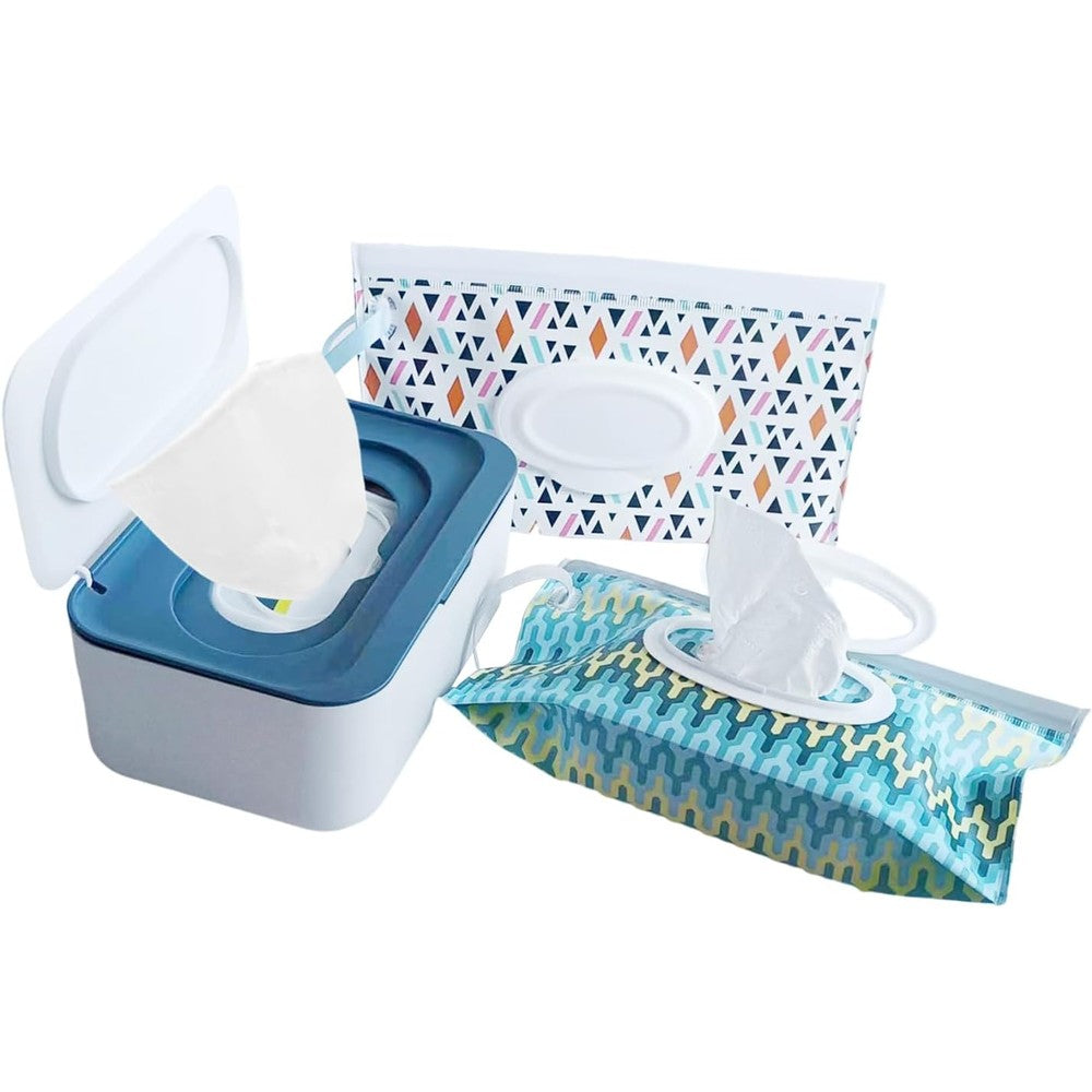 HFHungkeong Wipes Dispenser with blue and white storage box front view