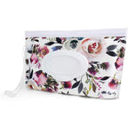 Itzy Ritzy floral travel wipes case front view for portable baby care
