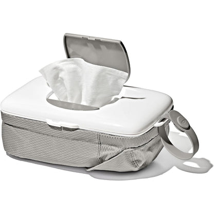 OXO Tot On-The-Go Wipes Dispenser with Diaper Pouch front view gray