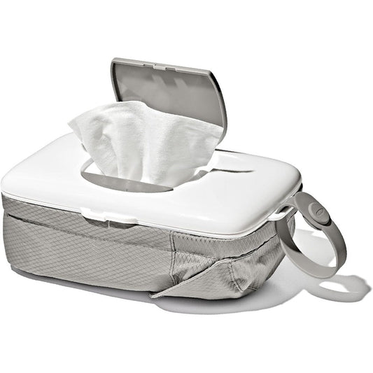 OXO Tot On-The-Go Wipes Dispenser with Diaper Pouch front view gray