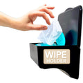 Storage Theory black bathroom wipes holder with top shelf front view