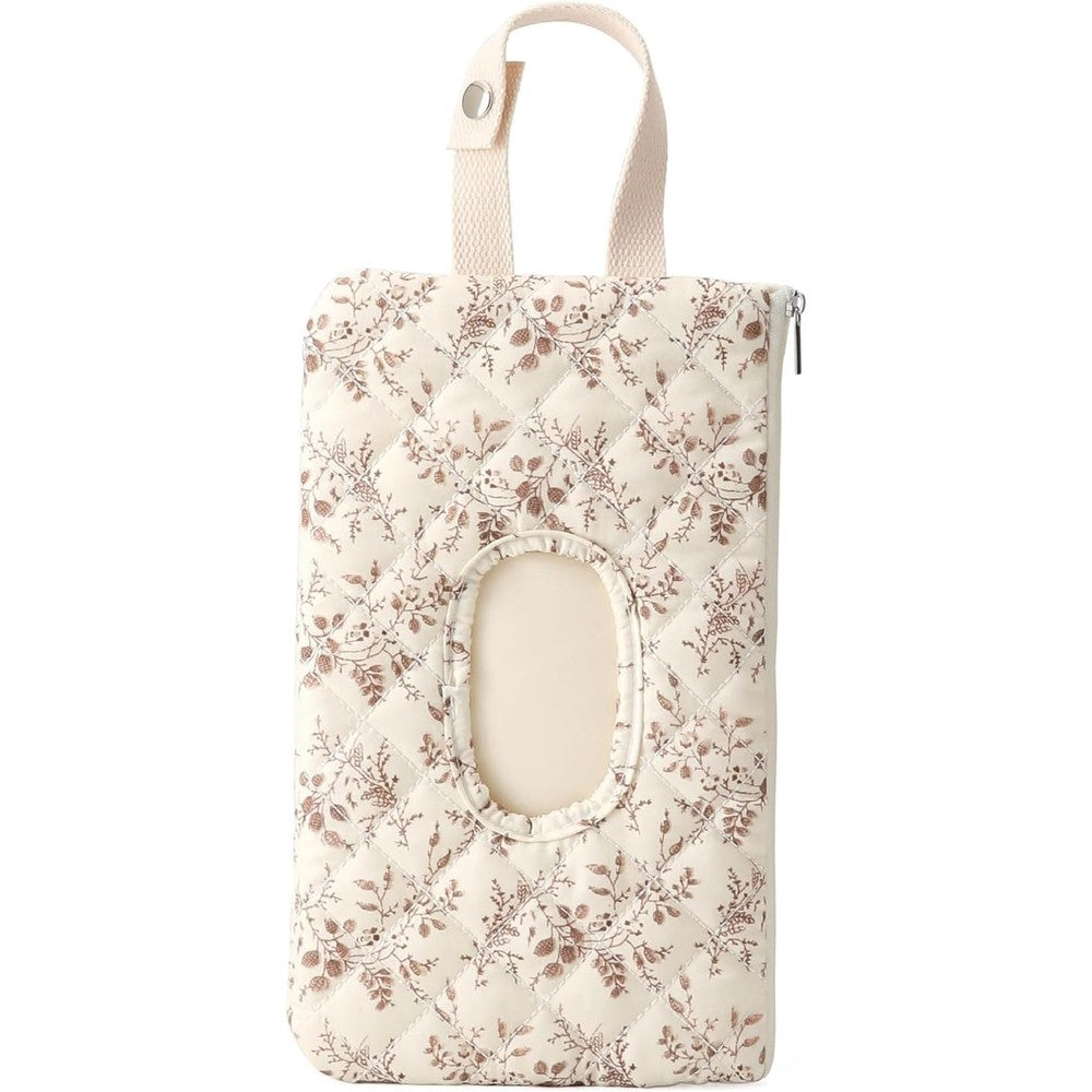 BBIQI quilted floral baby wipe holder front view