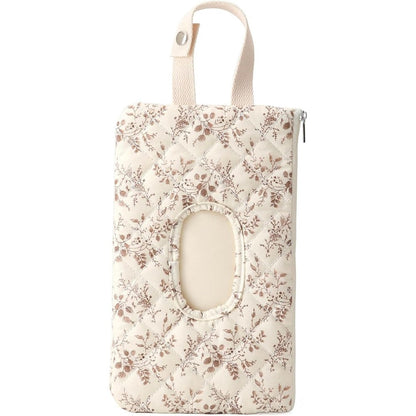 BBIQI quilted floral baby wipe holder front view
