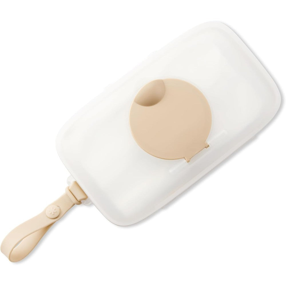 Skip Hop Grab and Go Snug Seal Wipes Case in Oat front view