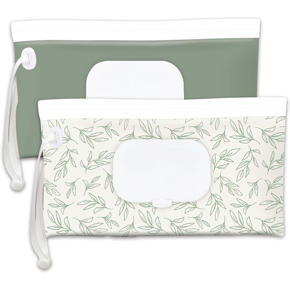 Cephira portable baby wipes dispenser in sage green front view