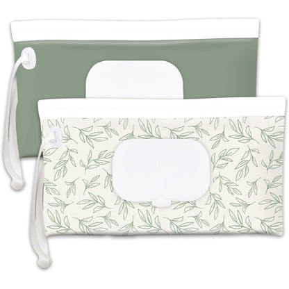Cephira portable baby wipes dispenser in sage green front view