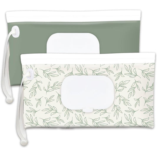 Cephira portable baby wipes dispenser in sage green front view