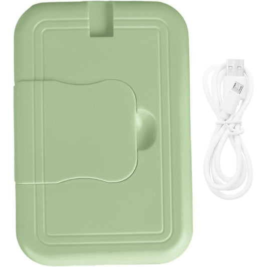 Generic portable green baby wipe warmer dispenser front view