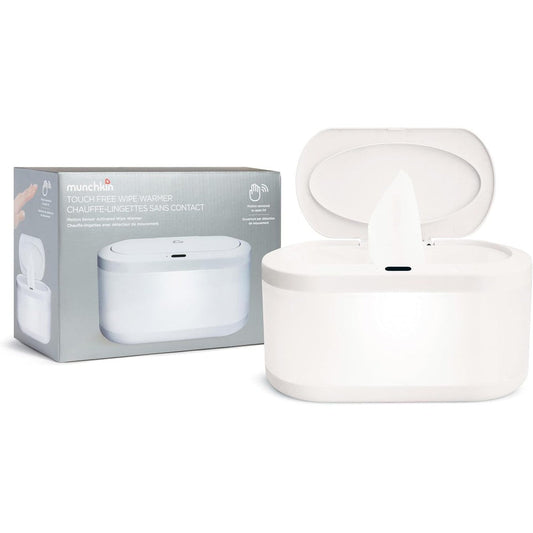 Munchkin Touch Free Baby Wipe Warmer front view showing minimalist white design