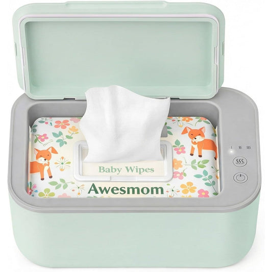 Awesmom Baby Wipe Warmer in Green front view for nursery