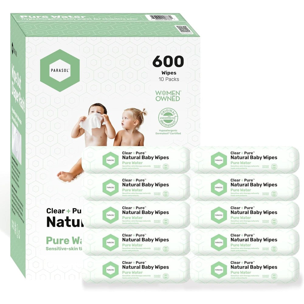 Parasol Clean And Pure Natural Baby Wipes front view pack of ten