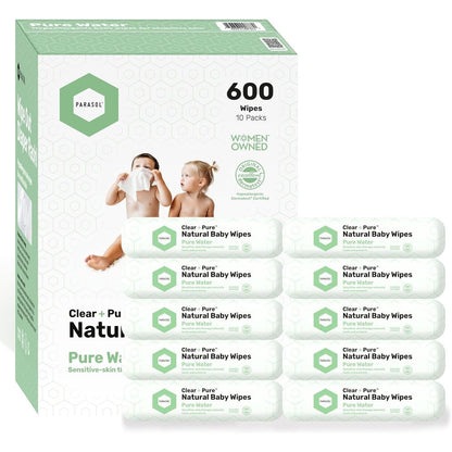 Parasol Clean And Pure Natural Baby Wipes front view pack of ten