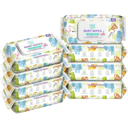 Happy Bum Baby Wet Wipes Unscented Hypoallergenic Water Based Formula 8 Packs 640 Count - Image 1