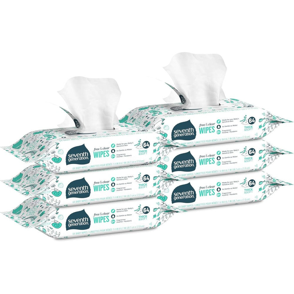 Seventh Generation Baby Wipes Free and Clear front view packaging