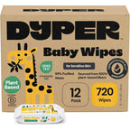 DYPER Unscented Baby Wipes 720 Count front view retail packaging box