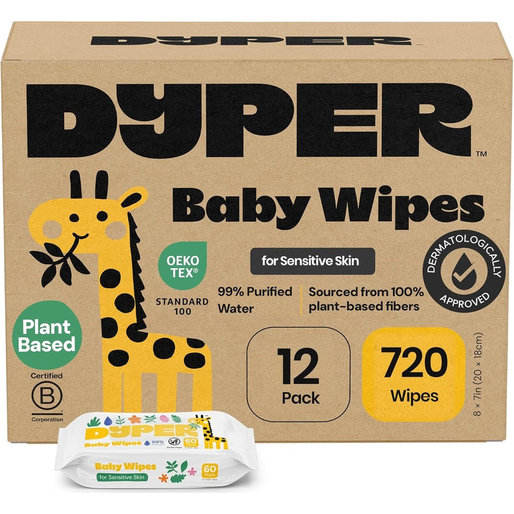 DYPER Unscented Baby Wipes 720 Count front view retail packaging box