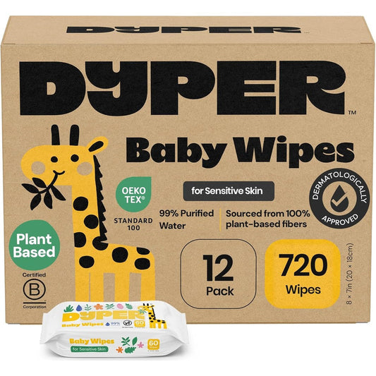 DYPER Unscented Baby Wipes 720 Count front view retail packaging box