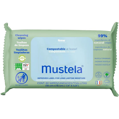 Mustela Baby Home Compostable Cleansing Wipes front packaging view