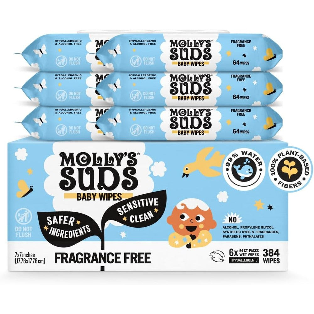 Molly's Suds Sensitive Clean Baby Wipes front view of packaging