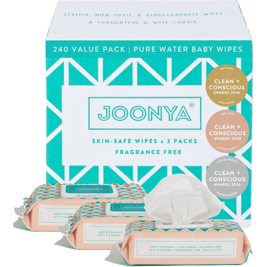 Joonya unscented baby wipes three pack front view