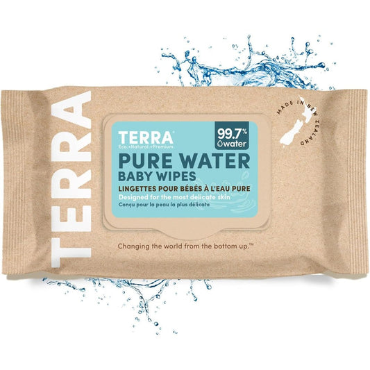 Terra Organics Pure New Zealand Water Bamboo Baby Wipes pack front view