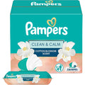 Pampers Clean and Calm Cotton Blossom Wipes front view of six pack bundle