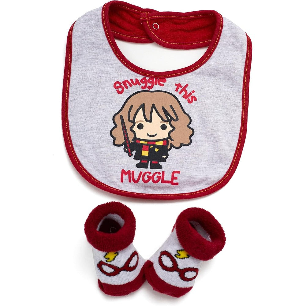 Harry Potter baby bib and bootie set front view