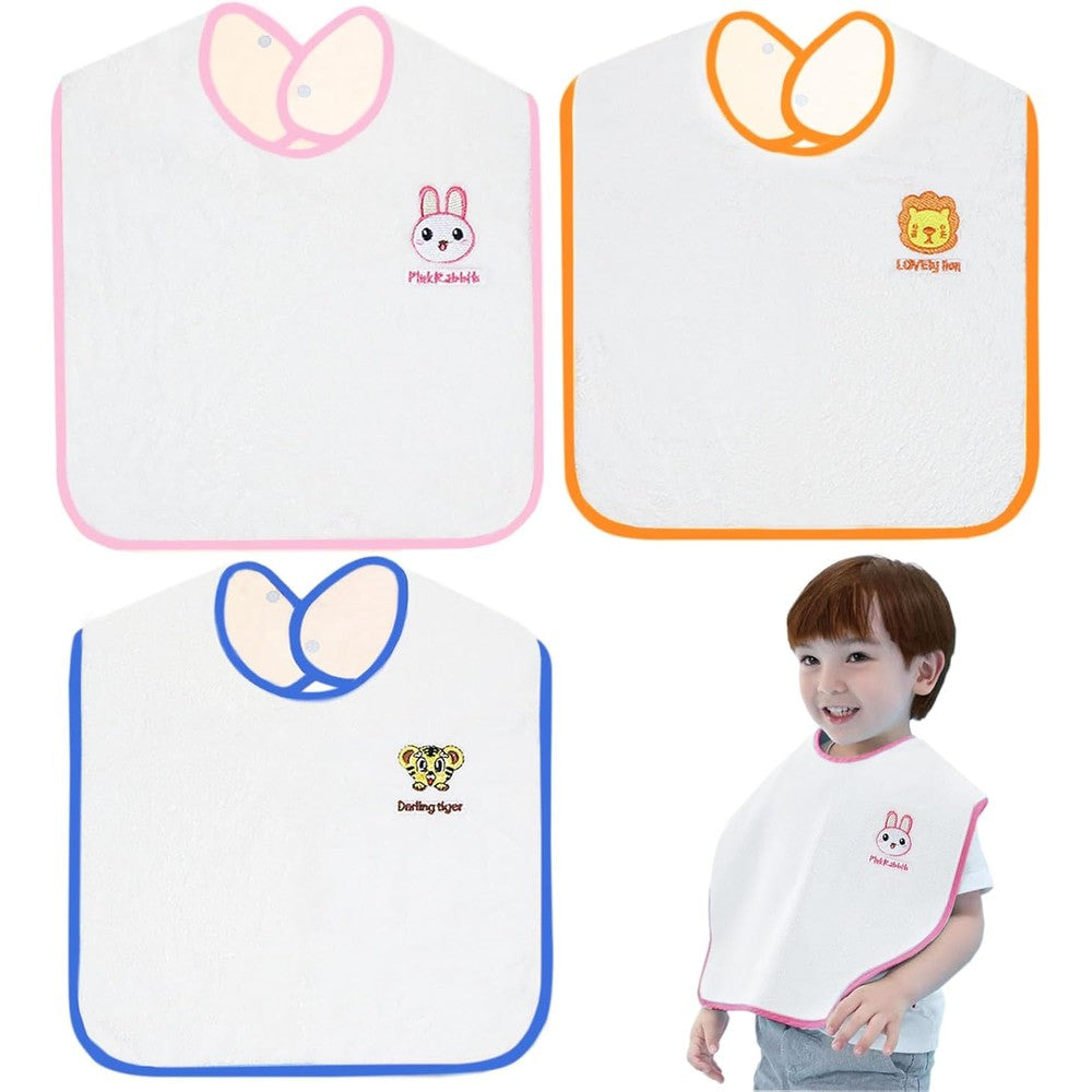 Hwieccogts extra large waterproof toddler towel bibs front view