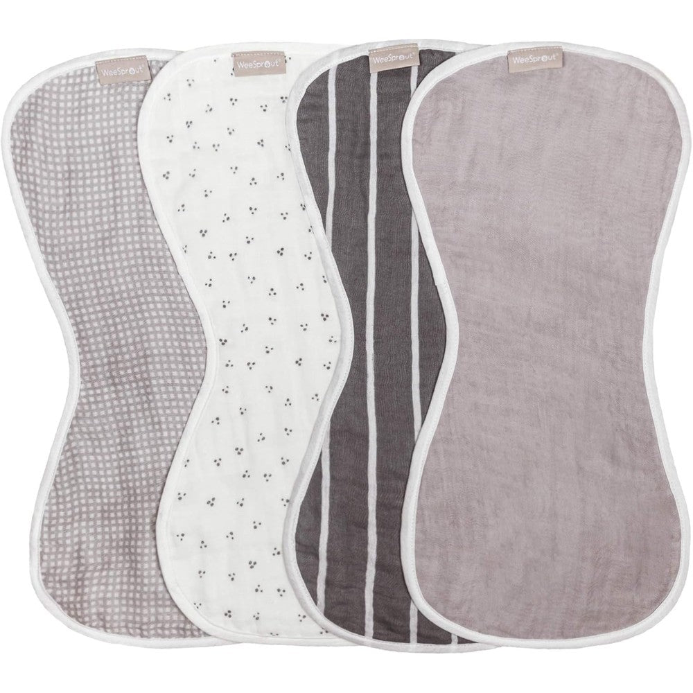 WeeSprout organic cotton burp cloths set of four front view