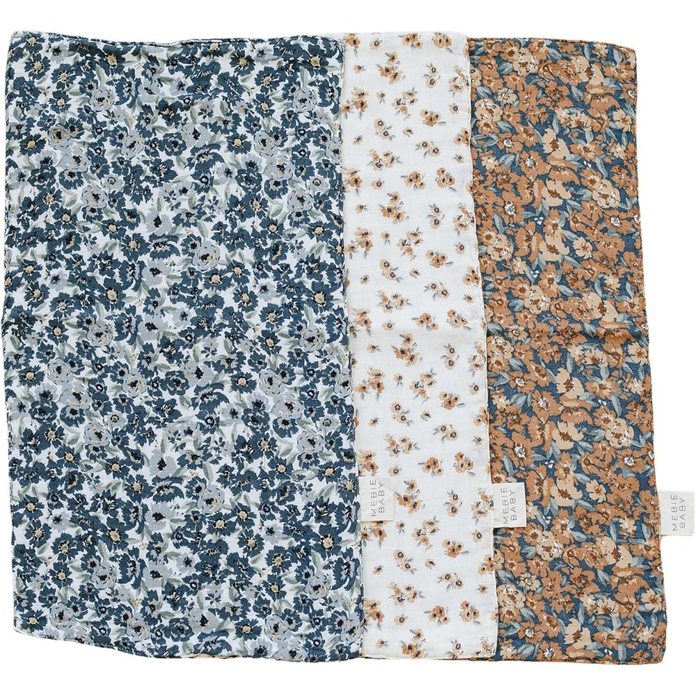 Mebie Baby vintage floral muslin burp cloth set front view