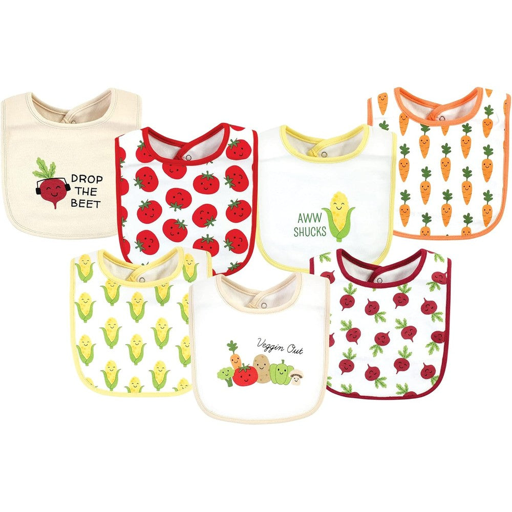Hudson Baby unisex cotton bibs veggies front view